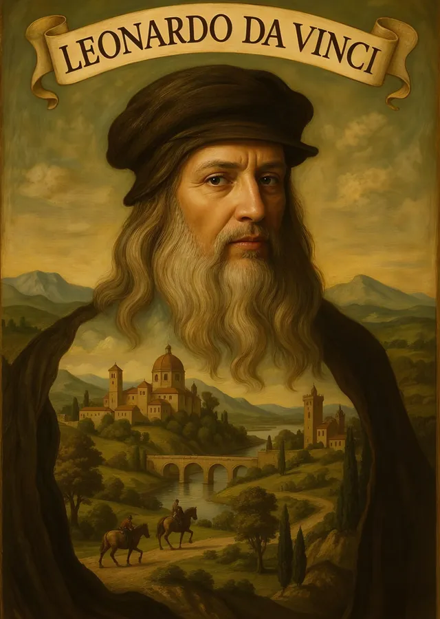 Leonardo da Vinci Manzara Portresi metal tablo
