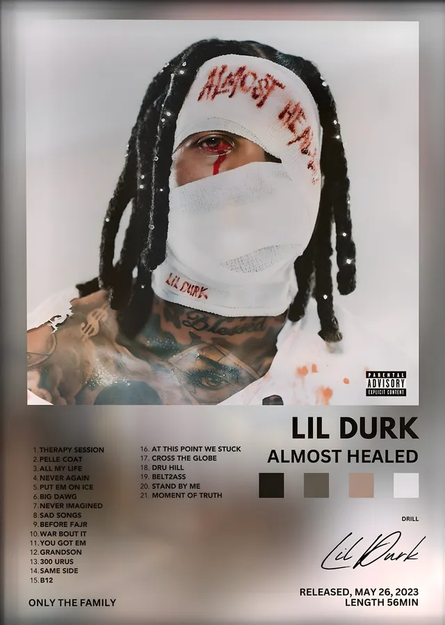 Lil Durk: Almost Healed metal tablo