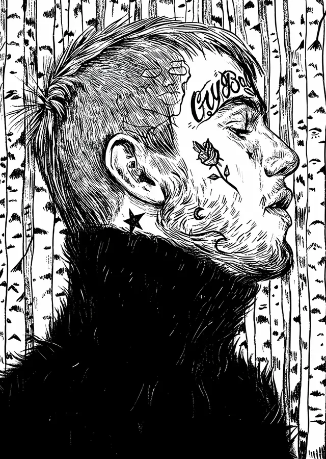 Lil Peep - Mürekkep Çizim metal tablo