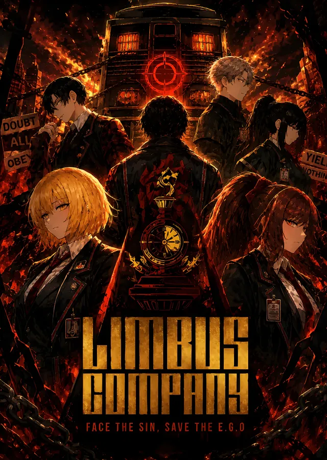 Limbus Company: Alevli Otobüsün Önünde Kadro metal tablo