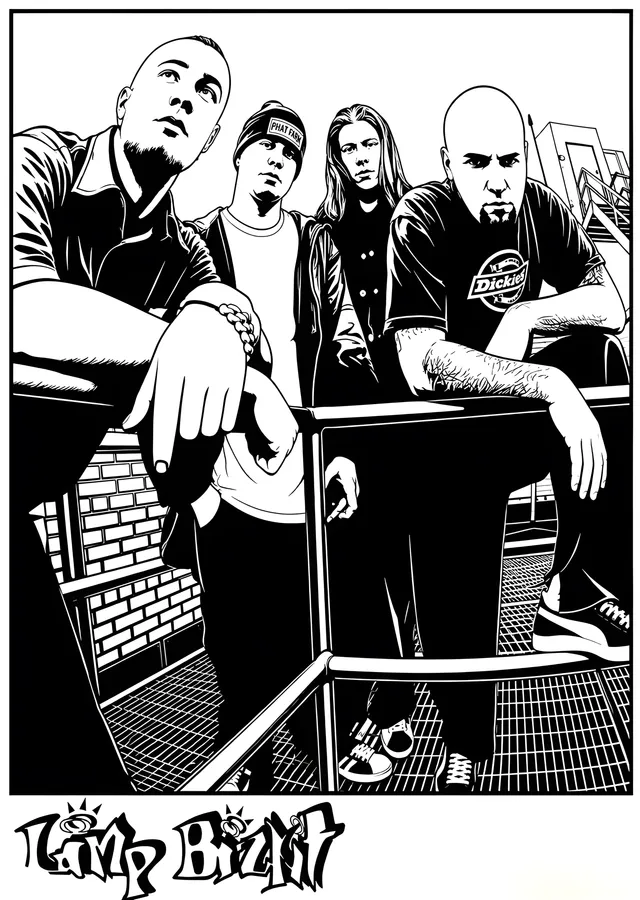 Limp Bizkit: Çizgi Roman Grup Afişi metal tablo