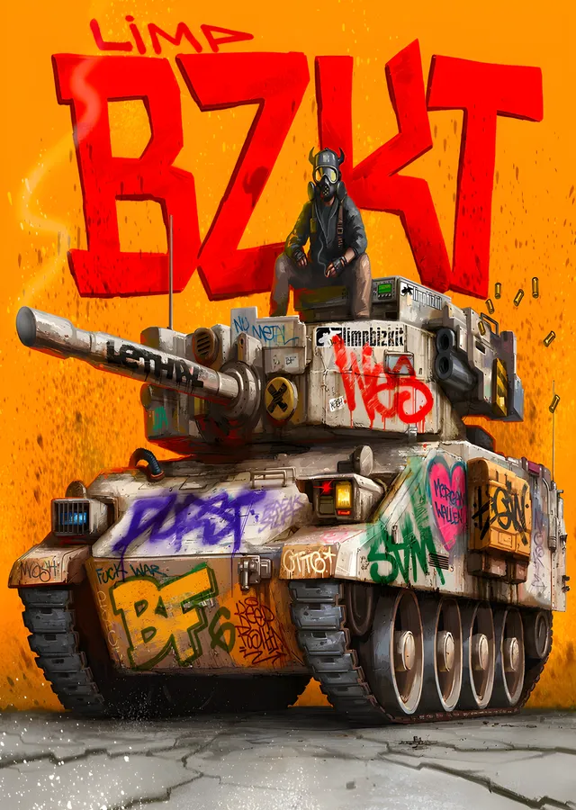 Limp Bizkit: Grafitili Tank metal tablo