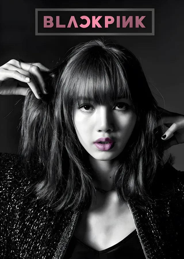 Lisa: BLACKPINK Monokrom Kare metal tablo