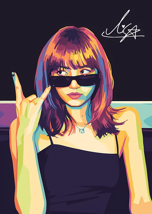 Lisa: Güneş Gözlüklü Çizim metal tablo