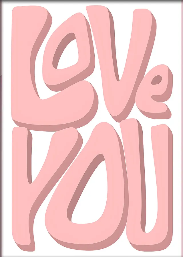 Love You Pembe Balon Harfler metal tablo