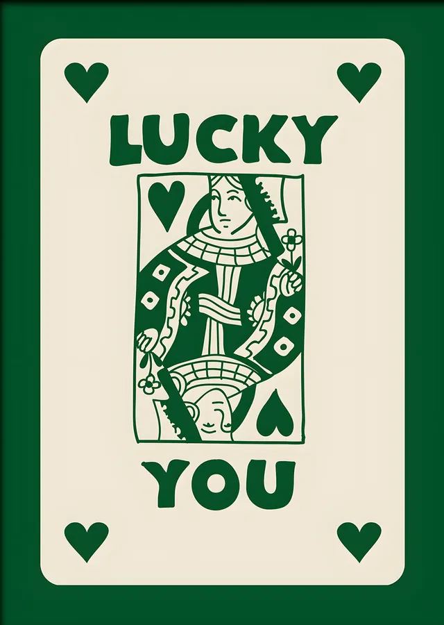 Lucky You Yeşil Kupa Kızı metal tablo