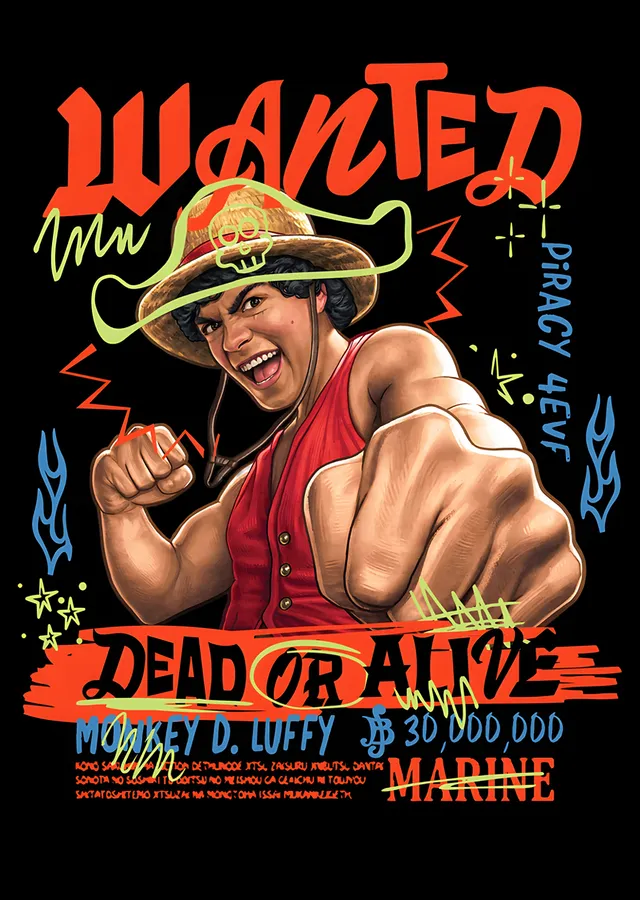 Luffy Dead or Alive metal tablo