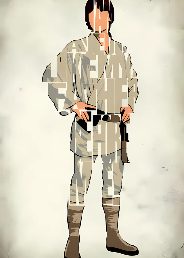 Luke Skywalker - Tipografi Portre metal tablo