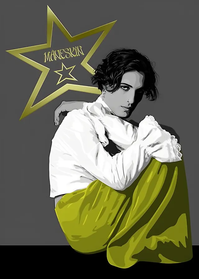 Måneskin - Altın Yıldız metal tablo