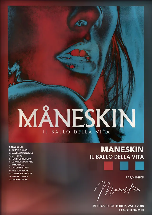 Måneskin: Il Ballo della Vita metal tablo