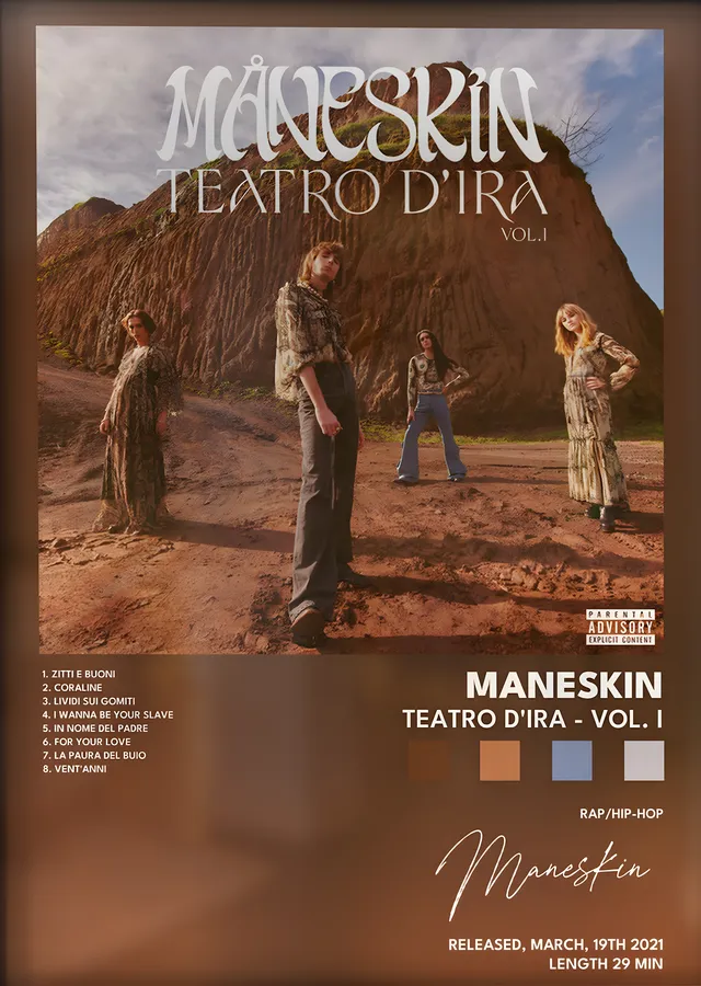 Måneskin: Teatro d'Ira Vol. I metal tablo