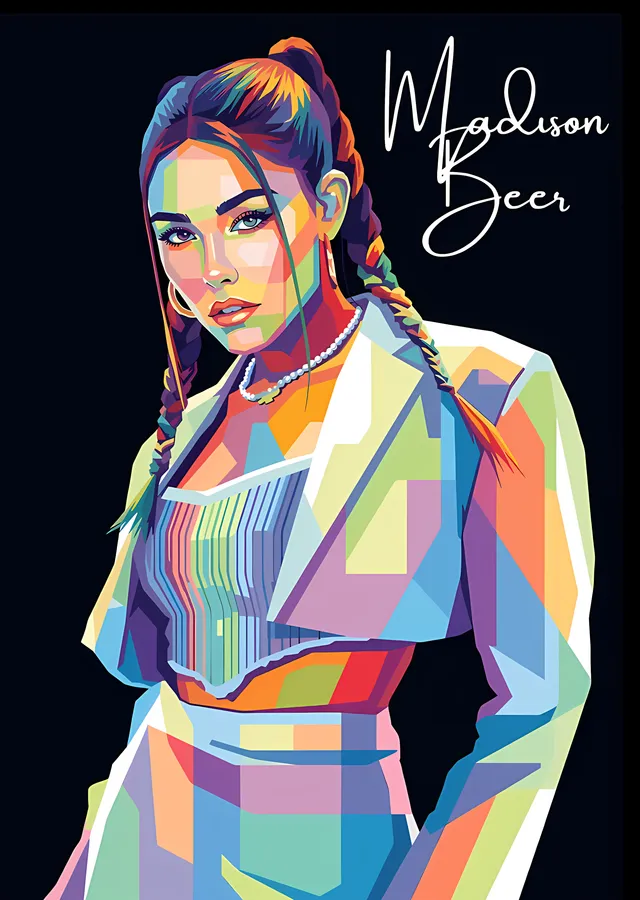 Madison Beer: Örgülü WPAP metal tablo