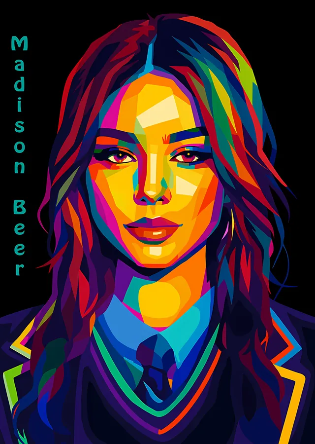 Madison Beer: Sarı Turkuaz Mozaik metal tablo