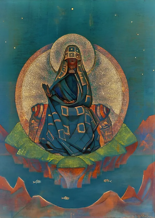Madonna Oriflamma - Nicholas Roerich metal tablo