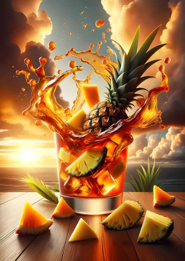 Mai Tai - Ananaslı Kokteyl Sıçraması metal tablo
