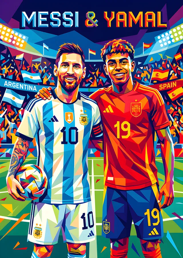 Messi & Yamal - Arjantin ve İspanya metal tablo