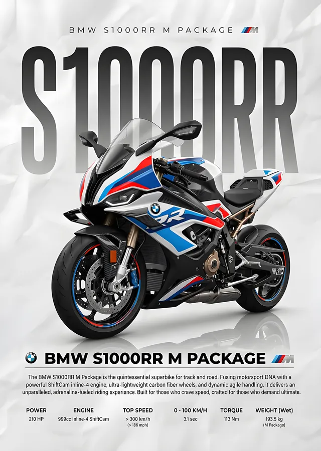 BMW S1000RR - M Package Teknik Afişi metal tablo
