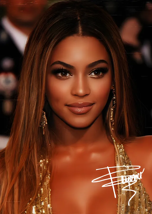 Beyoncé - Altın Işıkta Portre metal tablo