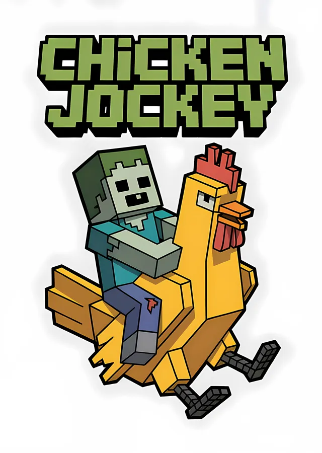 Minecraft - Chicken Jockey metal tablo