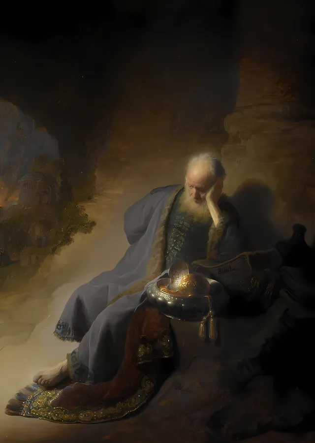 Yeremya Kudüs'ün Yıkılışına Ağlıyor - Rembrandt metal tablo