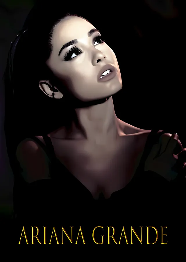 Ariana Grande - Siyah Zeminde Portre metal tablo