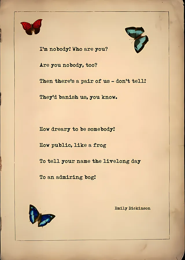 Emily Dickinson - I'm Nobody! Who Are You? metal tablo