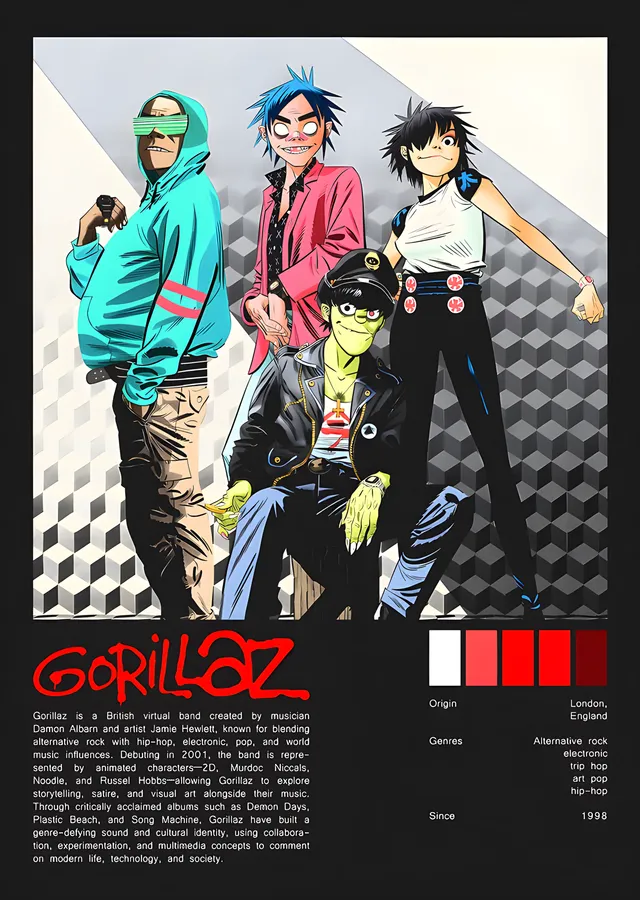 Gorillaz - Kadro ve Künye metal tablo