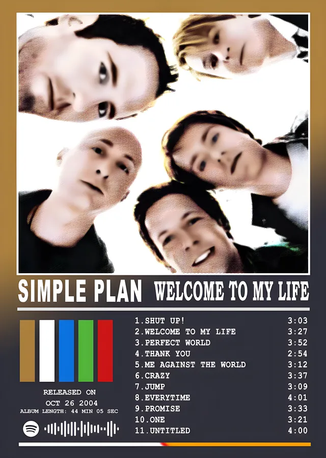 Simple Plan - Welcome to My Life Künyesi metal tablo