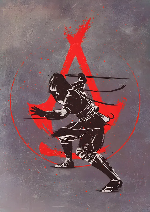 Assassin's Creed - Kırmızı Amblemde Suikastçı metal tablo