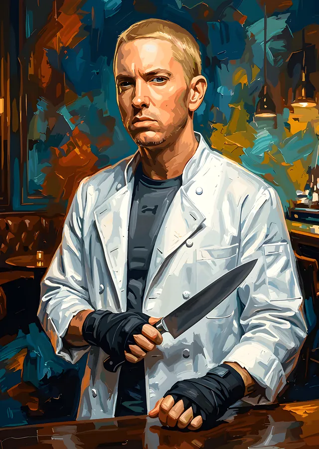 Eminem - Beyaz Önlük metal tablo