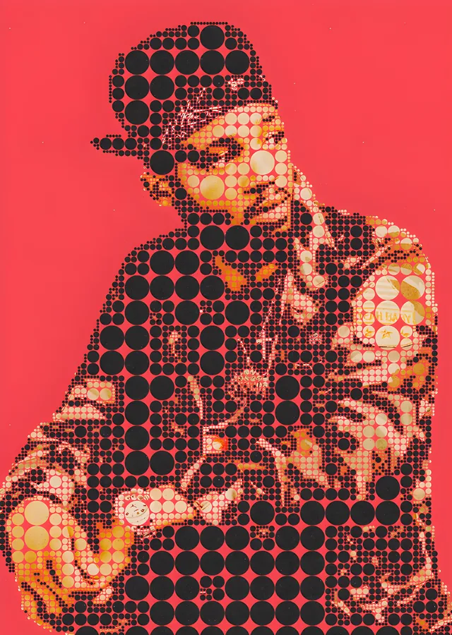 Metro Boomin - Mercan Zeminde Halftone Portre metal tablo