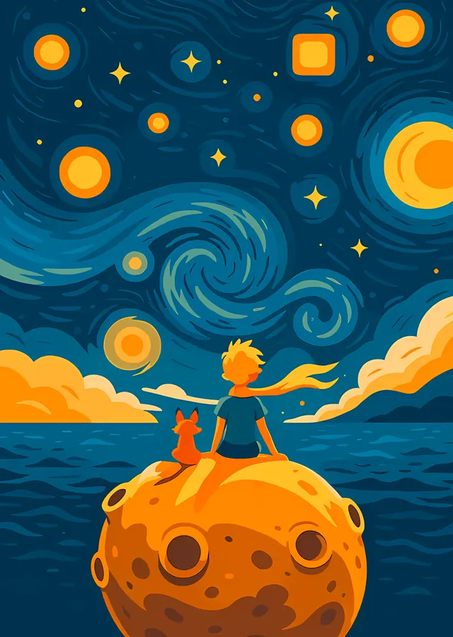 The Little Prince - Sade Turuncu Gezegen metal tablo