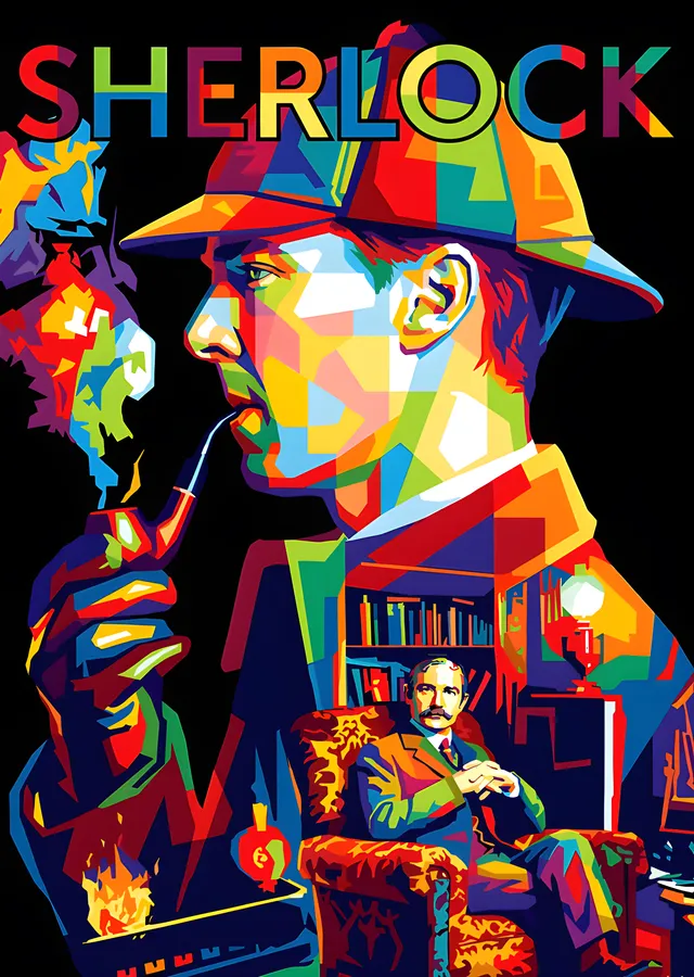 Sherlock - Renkli Pop Art Portre metal tablo
