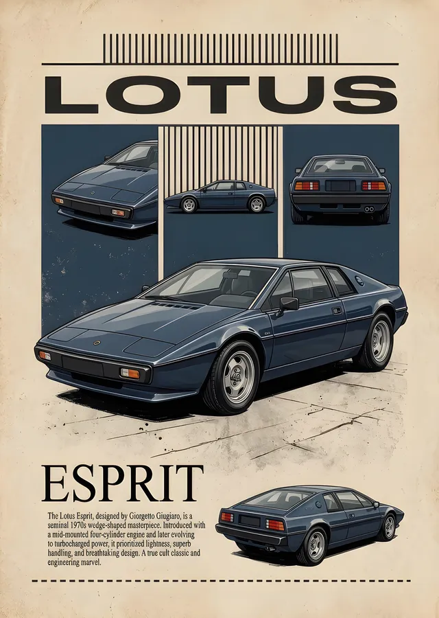 Lotus Esprit - Vintage Katalog Sayfası metal tablo