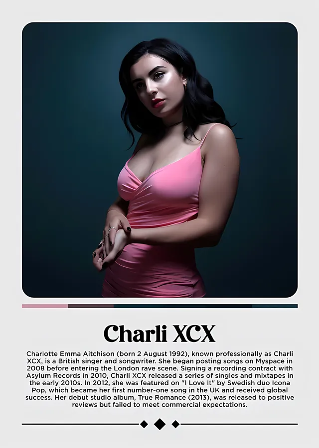 Charli XCX - Künye Portre metal tablo