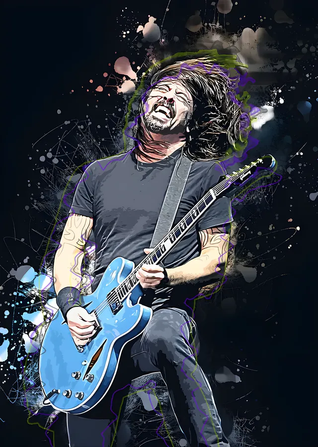 Foo Fighters - Sıçramalı Gitar Solosu metal tablo