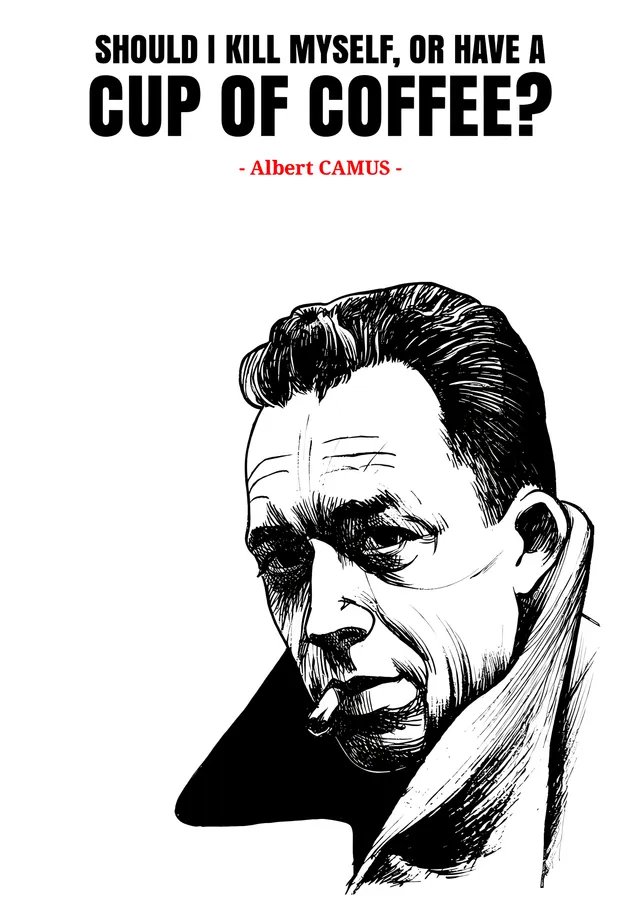 Albert Camus - Bir Fincan Kahve metal tablo