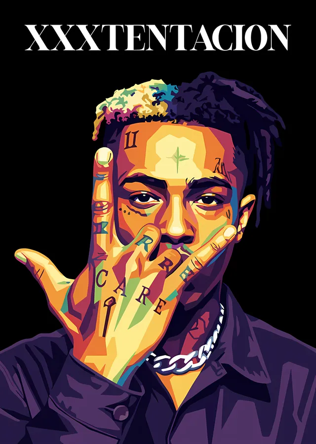 XXXTentacion - Renk Bloklu Portre metal tablo