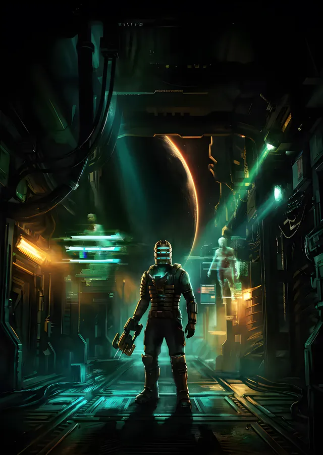 Dead Space - Turkuaz Koridor metal tablo