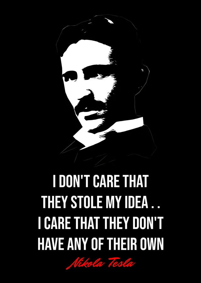 Nikola Tesla - Fikir Sözü metal tablo