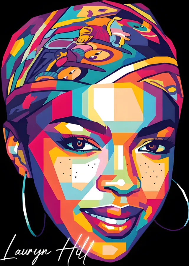 Lauryn Hill - Renk Bloklu Portre metal tablo