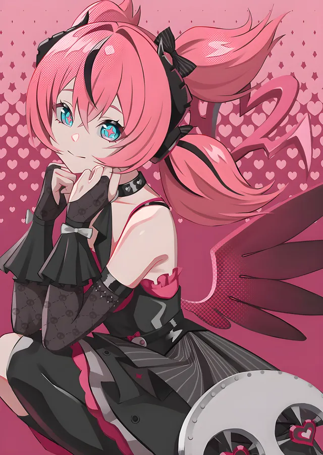 Pembe Saçlı Anime Karakteri metal tablo