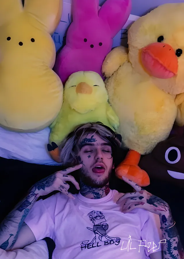Lil Peep - Renkli Peluşların Arasında metal tablo