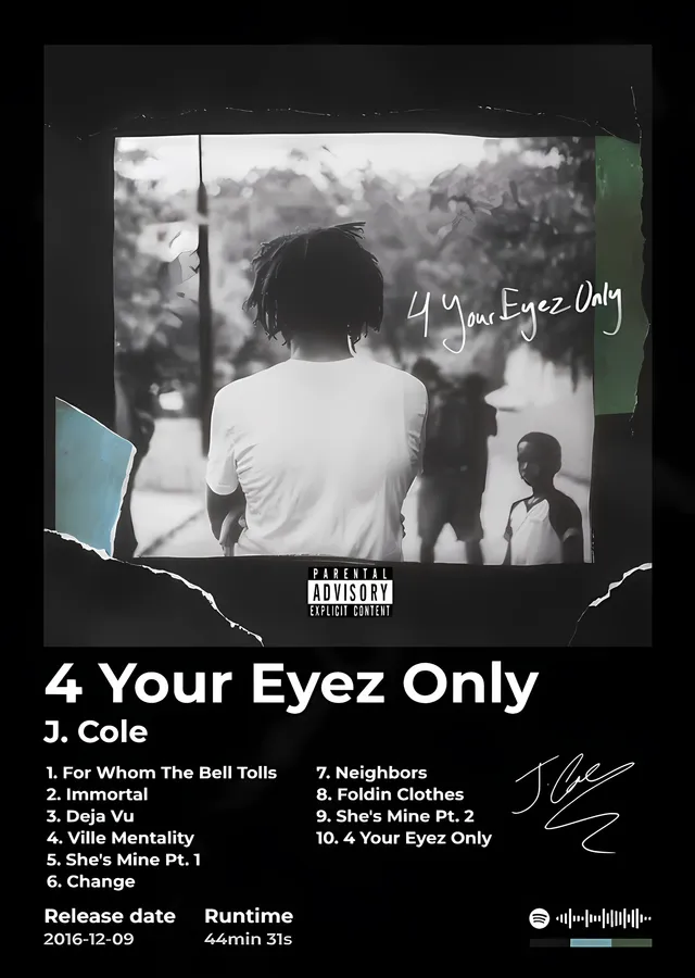 J. Cole - 4 Your Eyez Only metal tablo