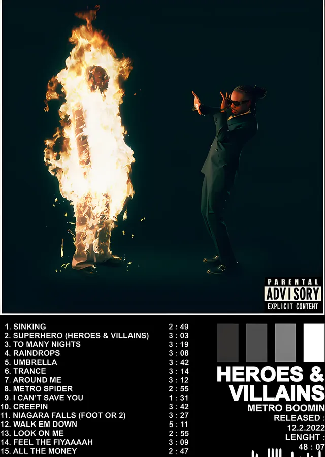 Metro Boomin - Heroes & Villains metal tablo