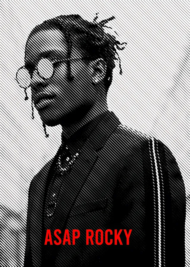 ASAP Rocky - Gri Halftone Portre metal tablo