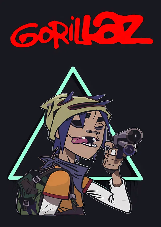 Gorillaz - 2D Yeşil Üçgende metal tablo