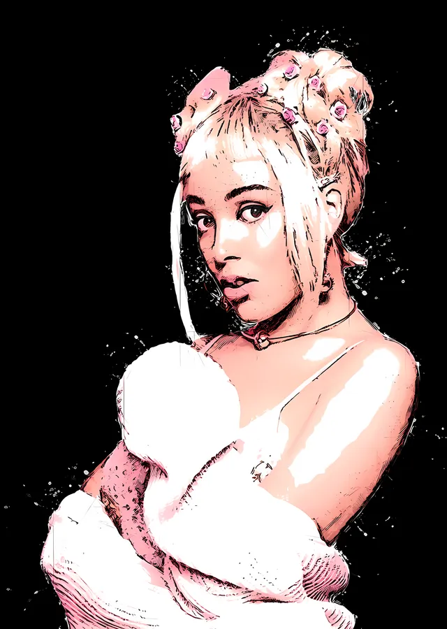 Doja Cat - Beyaz Kürkte Sarışın Kare metal tablo