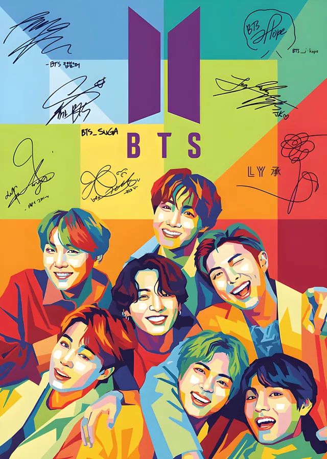 BTS - Renkli Grup Portresi metal tablo