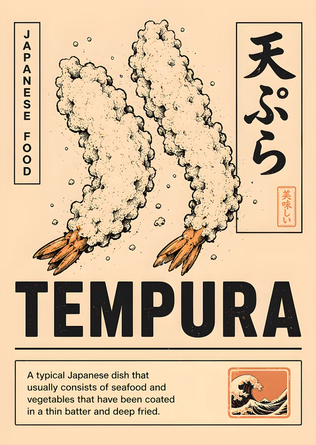 Tempura - Japon Mutfağı Afişi metal tablo